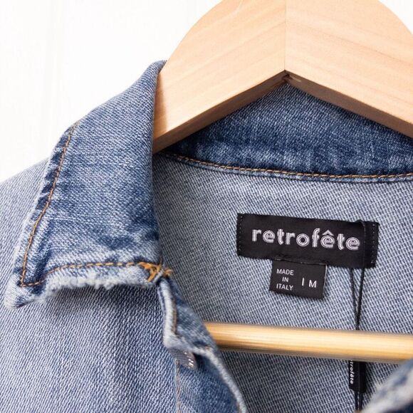 Retrofete Sibi Puff Sleeve Denim Mini Dress Size Medium - Picture 4 of 10